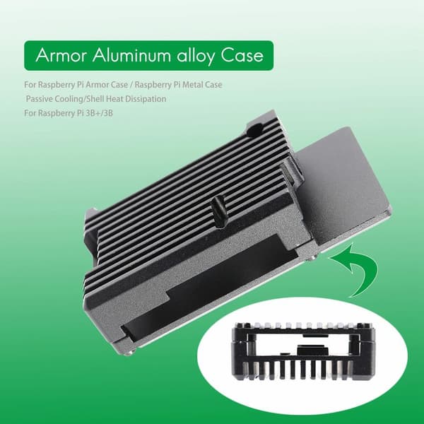 Raspberry Pi pansarfall / Raspberry Pi metallfodral passiv kylning / värmeavledningsskal för Raspberry Pi 3B+ / 3B