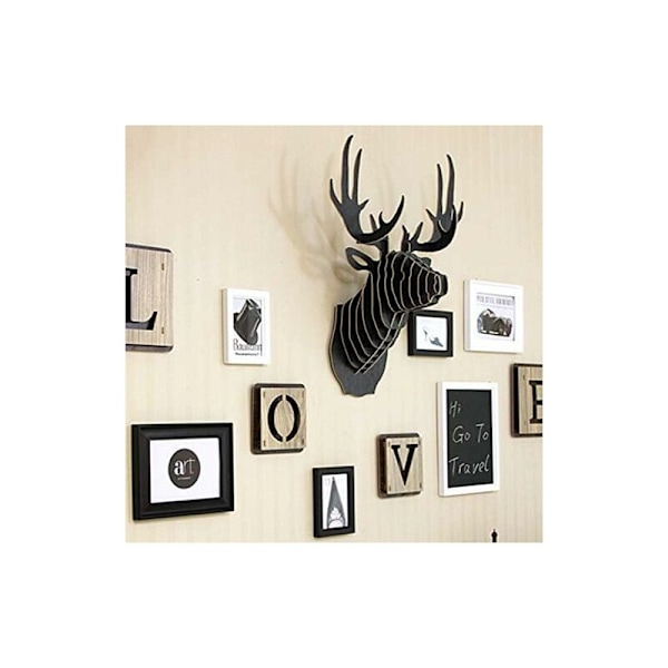 3D Veggmontert Hjortehode Skulptur Veggdekorasjon Inngangsparti Gang 29,5cmx21cmx37cm brun