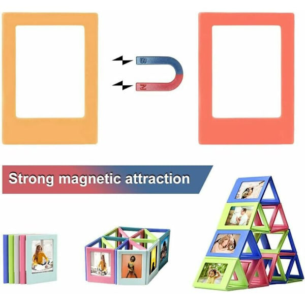 Køleskabsmagnetisk fotoramme, køleskabsfotomagnet, pakke med 10 mini lommemagnetiske fotorammer, 3 tommer magnetisk fotoramme til metaloverflader (10