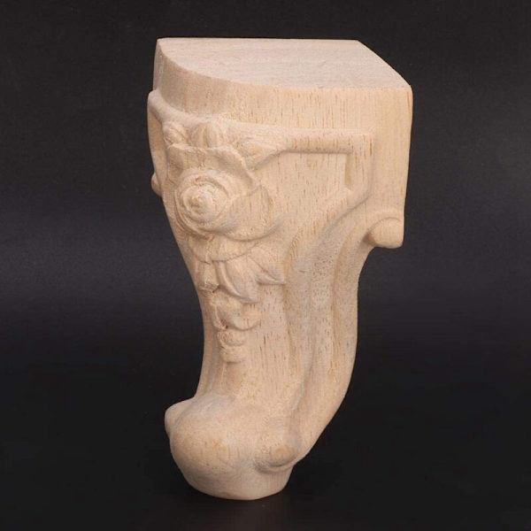 4 st Möbelben i europeisk stil, träskurna bordsben, soffben (15x6 cm)