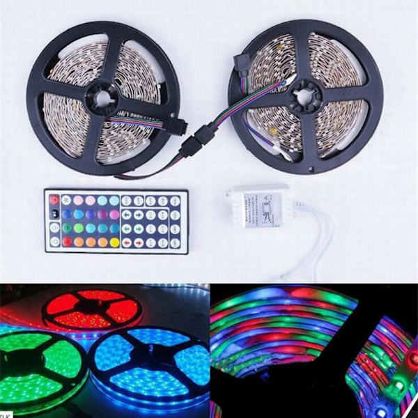 2835 RGB LED-strip 20M Fleksibel LED-strip med 44-tasters fjernbetjening + controller til Valentinsdag soveværelse