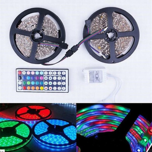 2835 RGB Strip Light 20M Fleksibel LED Strip Light med 44 Tasters Fjernkontroll + Kontroller for Valentinsdag Soverom