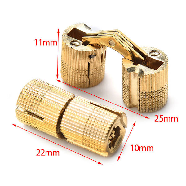 8 kpl Messinki Sylinterisaranoja, Piilotettu Näkymätön Saranoja DIY Puuovi Kaappi Caravan, 10 mm