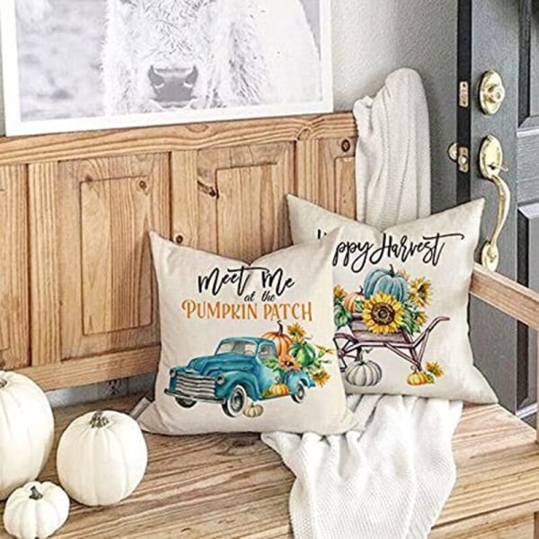 Höstdekorationsörngott 18X18 Set om 4 för höstdekorationer Utomhuskuddar Gårdshus Kuddfodral för soffa