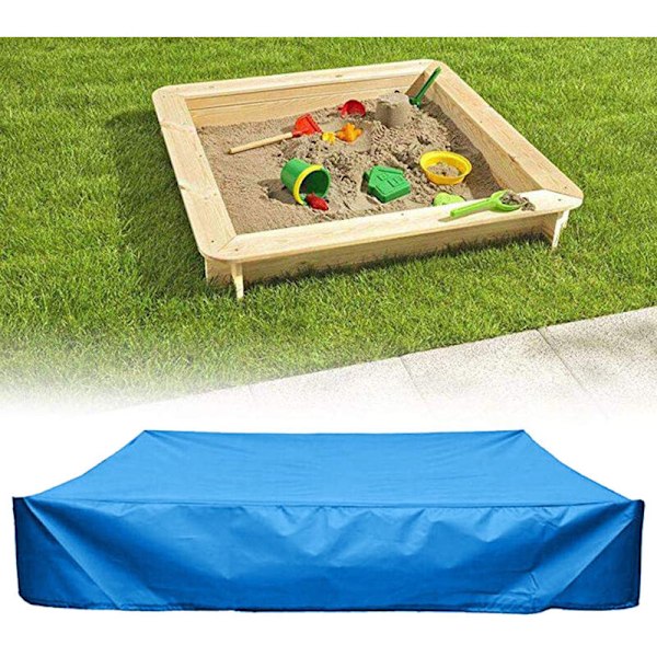 Støvsikkert Sandkasse Dæksel med Snøretræk, Oxford Klud Firkantet Presenning til Sandkasse, Pool, Have eller Farm (Blå, 150x150cm)