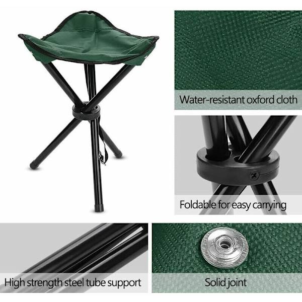 Fällbar Stol - Utomhus Camping Vandring Fiske Picknick Grillresa Fiske Stol Bärbar Fällbar Tripod Stol (grön)212130cm-DENUOTOP