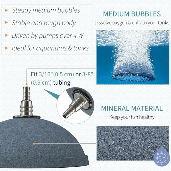 Akvarium 10cm Brødluftestein Boblediffusor Frigjøringsverktøy for Luftpumper Fisketanker Bøtter Dammer og DWC-tanker