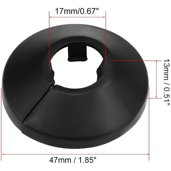 16mm Rörskydd Dekoration PP Radiator Rosett Vattenrör Väggbeklädnad Svart 8 st