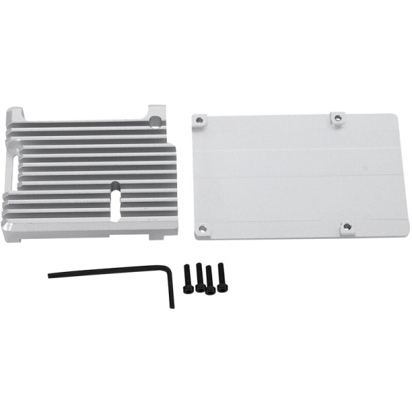 for Raspberry Pi 4 Beskyttende Rustning Modell B Aluminiumlegering Veske/Skall Passiv Kjøling Metall Varme Kabinett for Pi 4B Bare (Sølv)