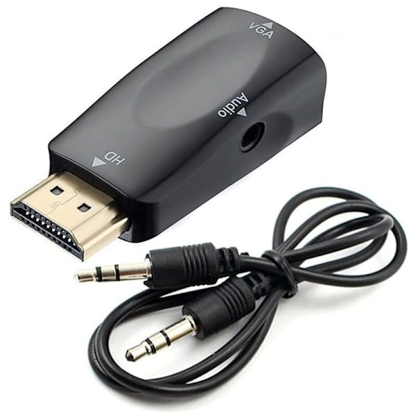 HDMI-VGA-muunnin - Äänikaapeli - Videotarkkuus - Kompakti sovitin äänensiirrolla - 3,5 mm liitäntä