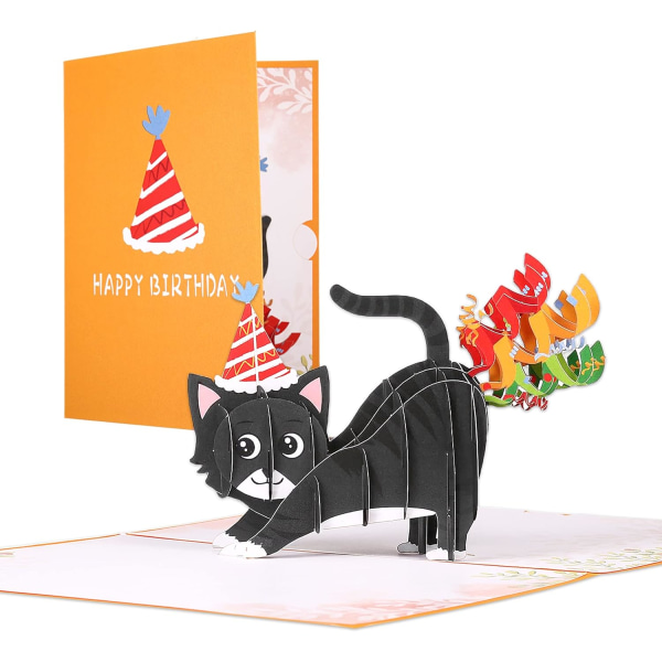 Pop-up-fødselsdagskort, 3D-fødselsdagskort til katteelskere, Sjove kat-fødselsdagskort, Sjove 3D-kort Pop-up-kort Tillykke med fødselsdagen