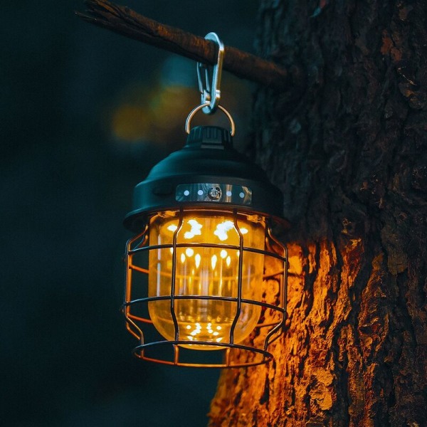 Mini USB Hängande Camping Lykta Väderbeständig Ljus för Trädgård Gård Uteplats Trä Utomhus Dekoration B