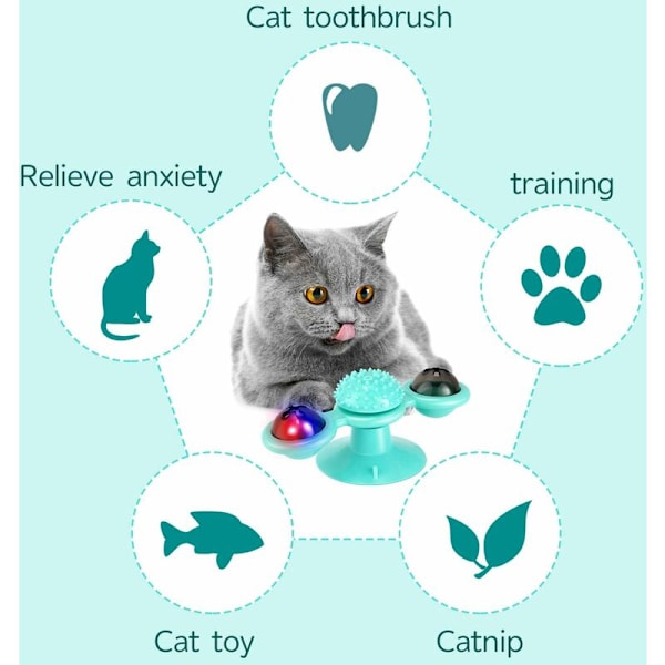 Vindkvarn Kattleksak Snurrbord med Catnip och LED-boll Interaktivt Leksak Massage Leksak för Katter Kattungar