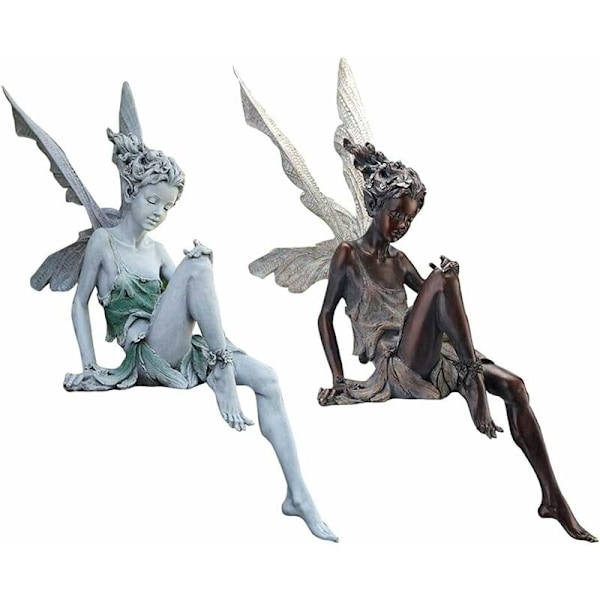 Havefigur til haven, Dekorativ statue, Fe-statue, Fe-havefigur Fe-pynt Stor statue Harpikshåndværk Studiedekoration Have Stue Hvid