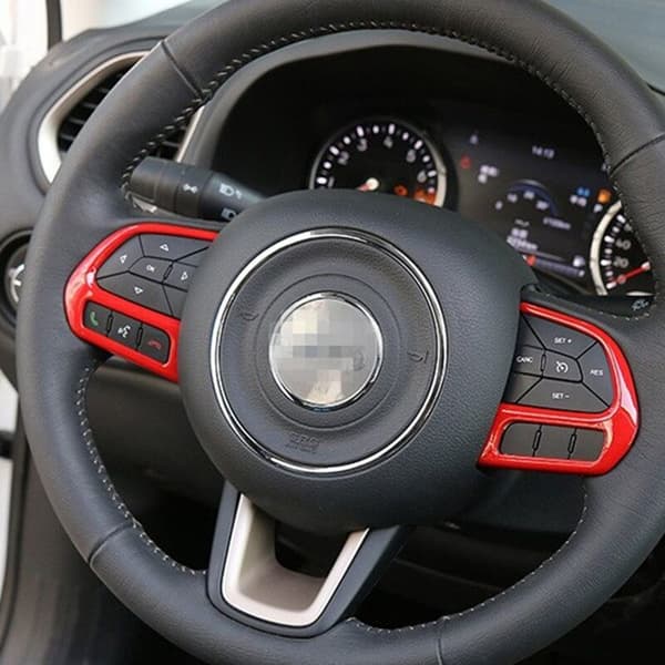 2PCS Røde ABS Rattknapper Paljetter Deksel Trim for 2015 Opp Compass 2017