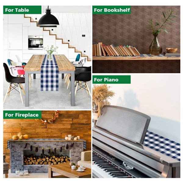 Buffalo Check Bomull Polyester Blend Handgjord Blå och Vit Rutig, Lämplig för Familjemiddagar, Fester