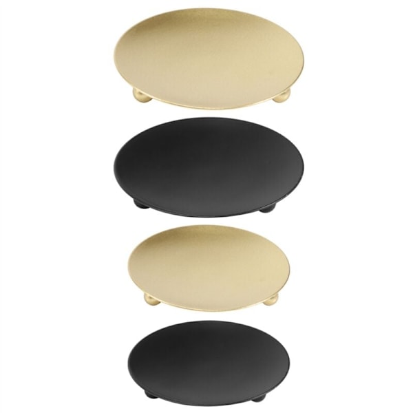 Pakke med 4 lysholdere i jern, lysholdere for søylelys, for LED- og vokslys, kjegler, spa, bryllup (gull + svart)