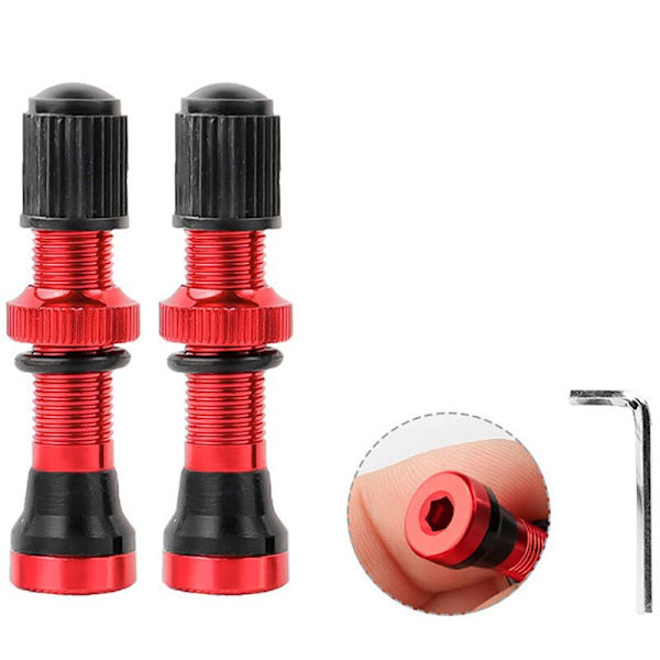 4 st Cykel Schrader A/V Ventiler 40mm CNC-frästa Anodiserade Nipplar för Off-Road Slanglösa Fälgar, Röd