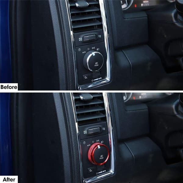 Hodelysknapp Ring Trim Deksel Dekorasjon Aluminium for RAM 2010-2017 Tilbehør, Rød