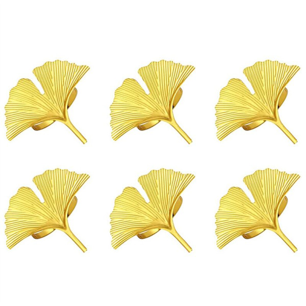 12 stk Serviettringer, Ginkgo Blad Serviettspenne Bryllup eller Thanksgiving Borddekorasjon
