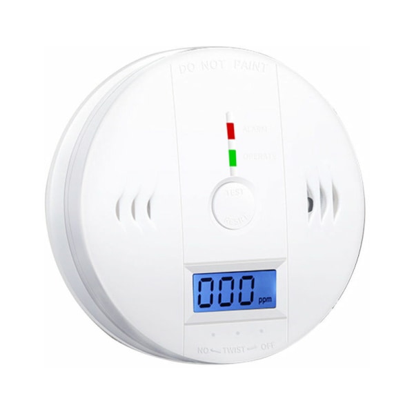 Carbon Monoxide Gas Detector Alarm Detector Battery Powered CO2 Alarm Detector with LCD Display Voice Warning, Sunny