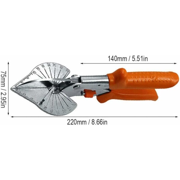 Monipuolinen kulmamittarileikkuri, yleisleikkuri 45-135 asteen leikkauskulmalla