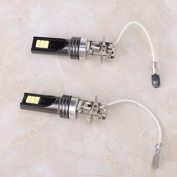 Pair 2525 12LED Autonvalot H3-lampulleille DC12V-24V Valkoinen 6500K-7500K