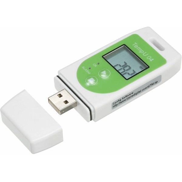 Temperaturdata Logger - Flerfunktions USB Temperaturlogger - 32 000 inspelningskapacitet - Grön