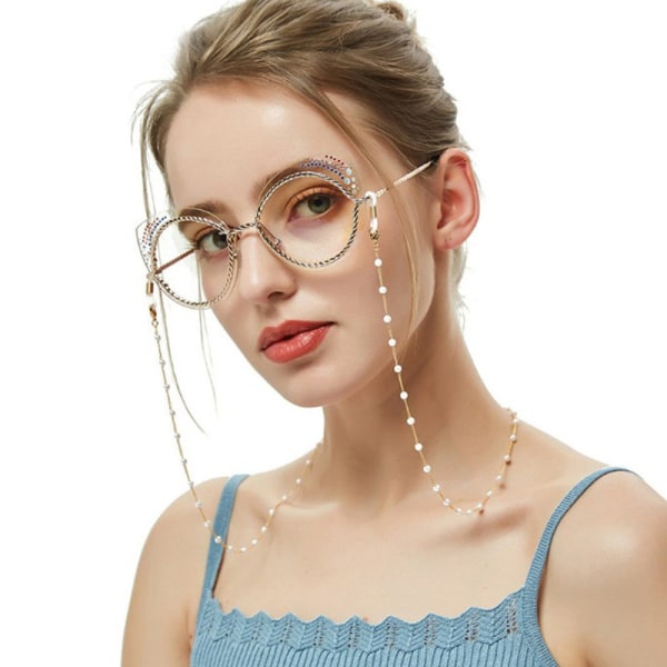 1 stk brillekjede med perler for solbriller, stroppholder Elegant brillefestekjede