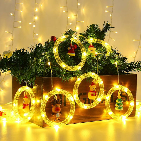 Julelys Gardin, 3M 100LEDs Gardinlys Girlander 8 Lysmoduser med Timer 3D Julegirlander Vanntett IP65 Lysdekorasjon for Vindu