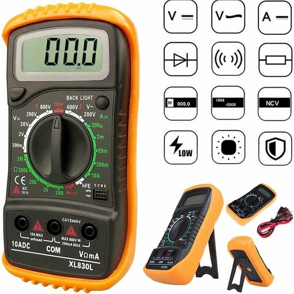 Digitalt multimeter LCD-ohmmeter voltmeter AC DC spenningstester krets tester summer. (Gul)