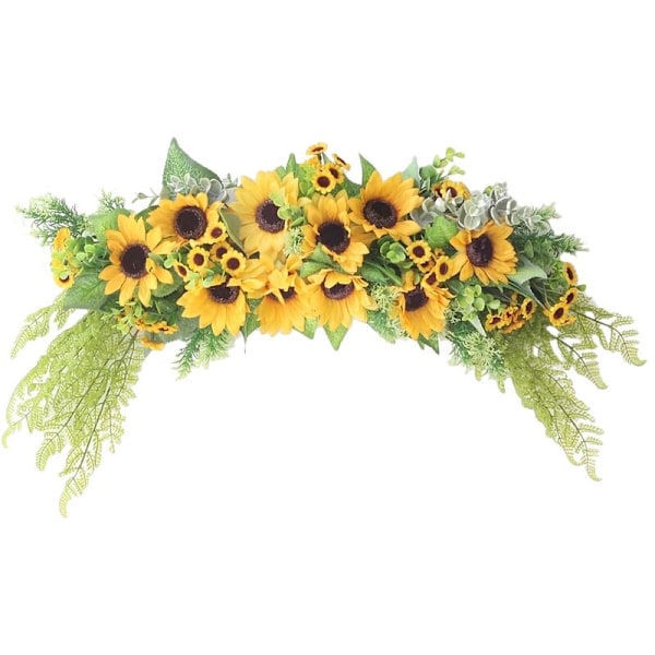 Bryllupsbueblomster, Kunstige Blomster til Overligger, Blad Solsikker Dørkrans Vegg Vindu Dekorasjon av