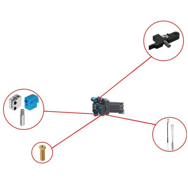 Suutin Ekstruuderisarja Silikoni Kotelo Termistori Lämmitysputki Kurkku Genius / X1 3D Tulostin