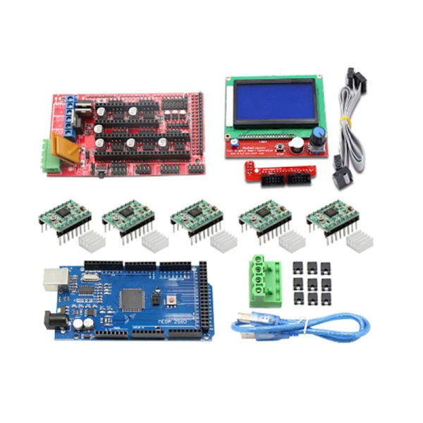 3D-tulostinpaketti 2560 R3 + 1 kpl Ramps 1.4 -ohjain + 5 kpl A4988 askelmoottorin ohjainmoduulia Ramps 1.4 2004 LCD-ohjaus