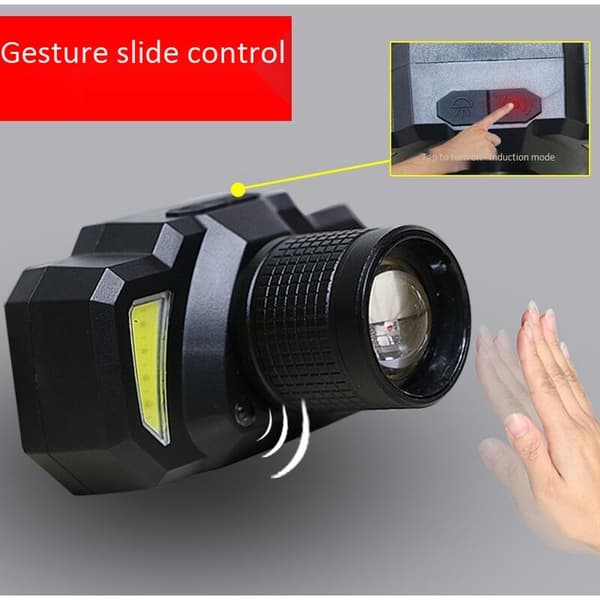 LED Hodelykt Lommelykter Oppladbare Hodelykter T6 Smart Sensor Zoomable Lys for Løping Camping Fiske