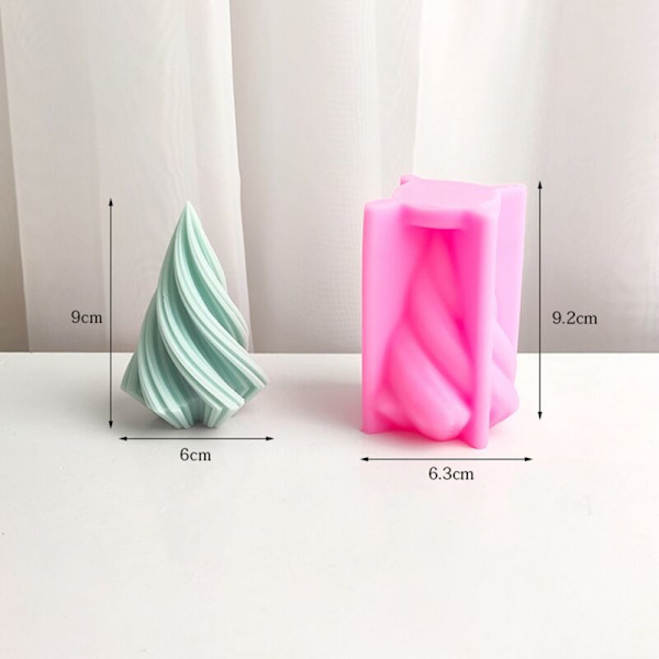 Roterende Kegle Lysform Bølge Stribet Aromaterapi Lys Silikonform DIY Buet Kolonne Gips Harpiksforme (L)