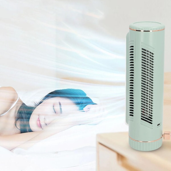 Bladeløs Bordkøleventilator, 3 Hastigheder, Stille, Genopladelig, til Soveværelse, Kontor, Udendørs, Grøn