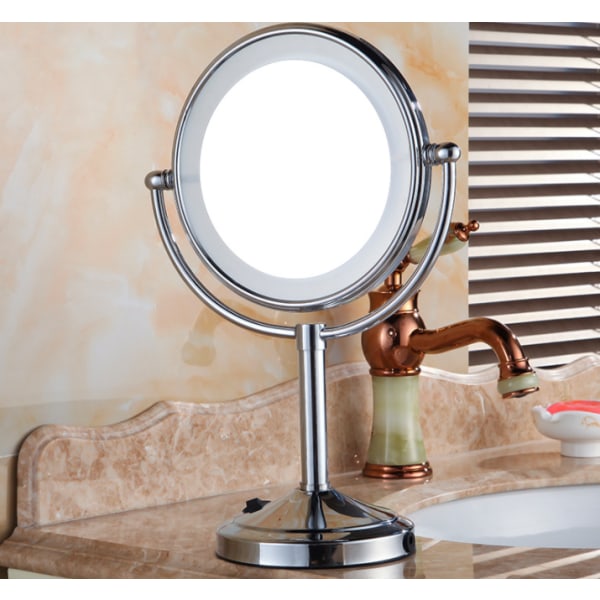 Sminkspegel Väggmonterad vikbar LED-spegel utan hål Dubbelsidig spegel (stående)