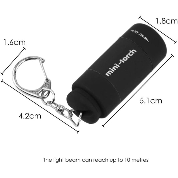 Mini LED-nyckelring USB-laddningsbar minifyrficklampa bärbar ficknyckelring DIY-verktyg för