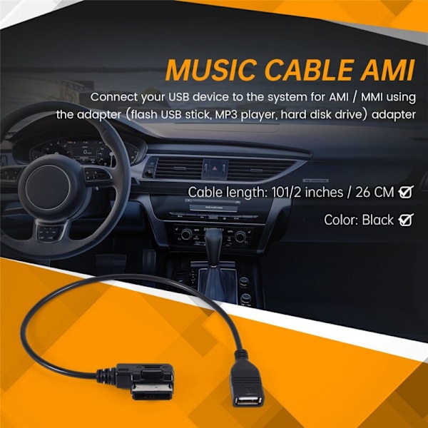 Ny USB-adapterkabel för ljudgränssnitt/MP3-musik Love MMI för Audi A3/A4/A5/A6/A8/S4/S6/S8/Q5//R8/TT och / GLI//CC//