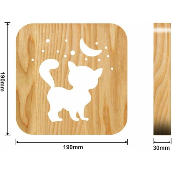 Utskjært tre LED nattlys, USB-lampe, kreativ poteavtrykk bordlampe, Woodland nattlys, 3D-lampe, hund/katt pote nattlys-Fei Yu