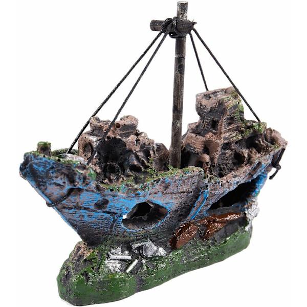 Akvarium Dekoration Skeppsbrott Ornament Skepp Sjunkande Segelbåt