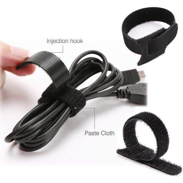 100 stk. kabelbindere, kabelbindere, genanvendelige kabelopbevaringsstropper og ledninger, velcro, sort