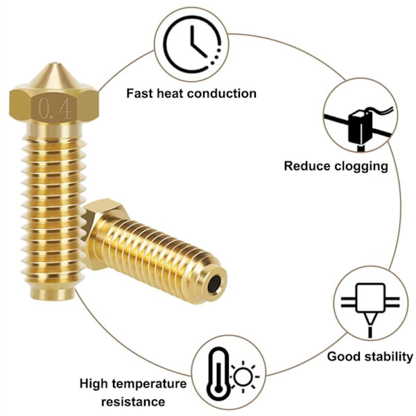 5 stk. 0,4 mm Messingdysser og Silikonstrømper til 2.3D-printerdele, Ekstruder Hotends