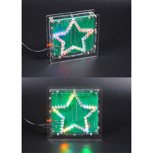 DIY Elektronisk Sæt Lodning Suite LED Marquee Lys PCB Board Kit Blinkende Farverig Femtakket Stjerne, Uden Skal