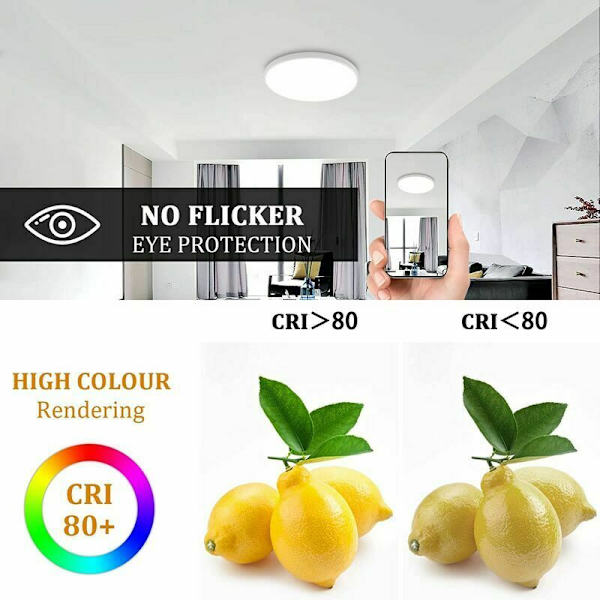 30W Rund LED Loftlampe, IP54 Vandtæt Loftlampe, 6500K Moderne Loftlampe til Badeværelse, Soveværelse, Stue, Køkken, Gang, Balkon
