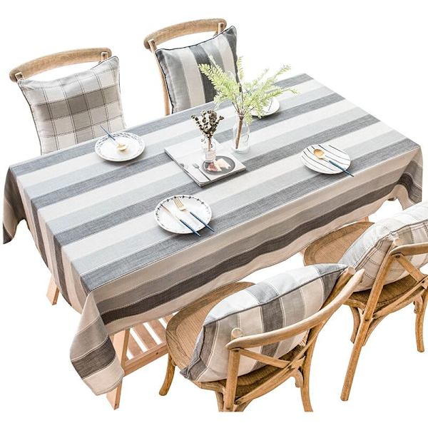 Rektangulär bordsduk, Piano grårandig bordsduk dammduk för heminredning, för kök, matsal, uteplats, kafé, fest eller picknick-55 X 78 tum
