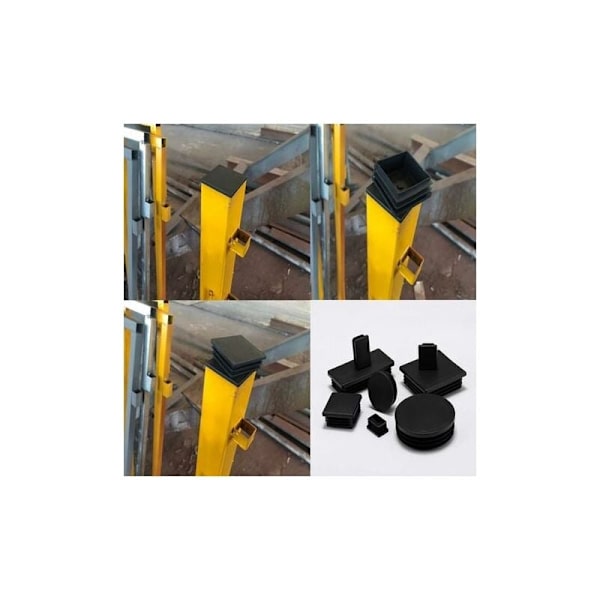6 stk. Kvadratiske Rørpropper 80 x 80 mm Plastik Endestykker Blindpropper til Trampolin Møbelben (Sort)