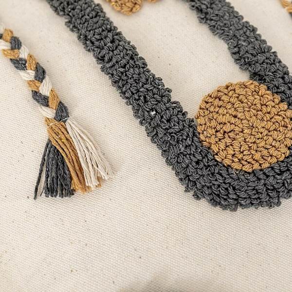 Bohemian Style Bomull Putetrekk Pudetrekk Kaffe Boucle Tuftet for Sofa Dekor Naturlig -B