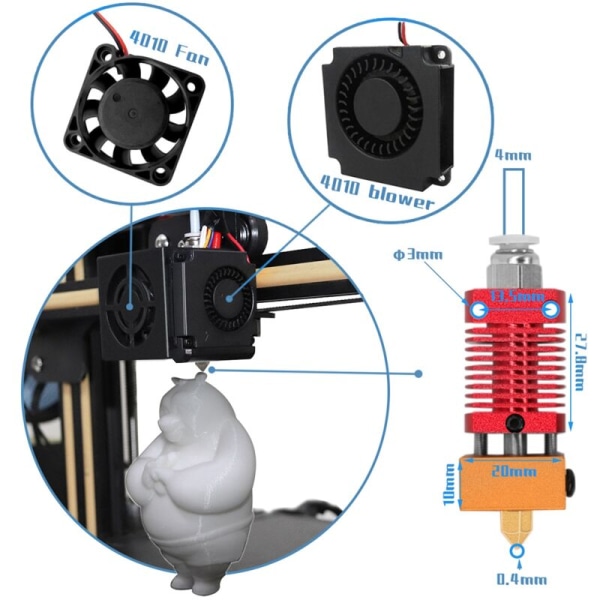 -10 Hotend Fuld MK8 Supplant til 3D-printer -10 -10 12V Mini -10S 3D-printer Reservedele